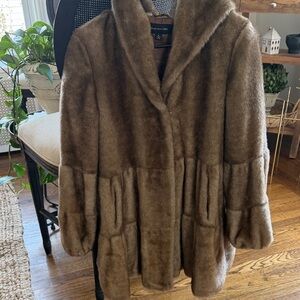 Jones New York Plush Brown Teddy Coat
